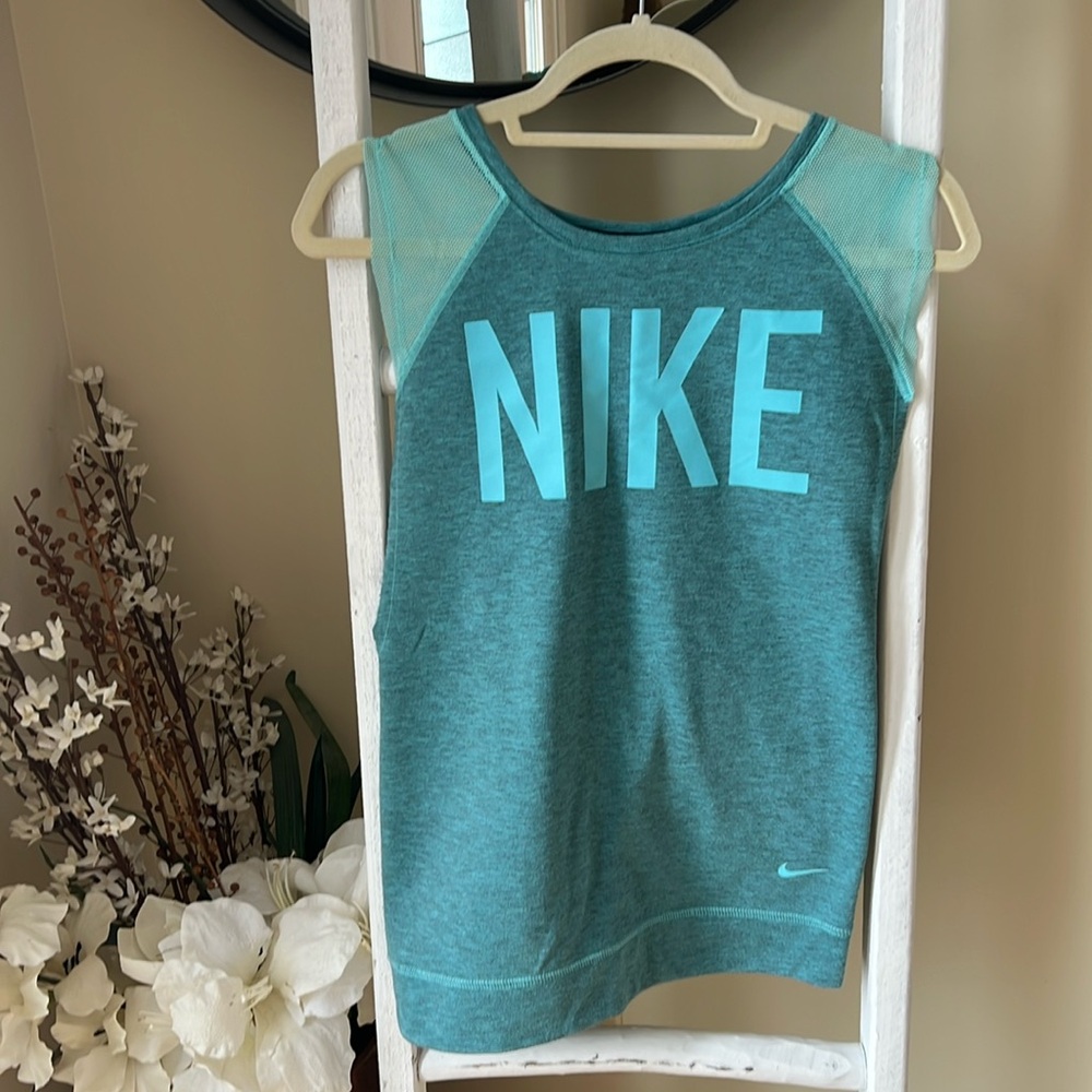 Nike Aqua Sleeveless Sweatshirt with Mesh Shoulder